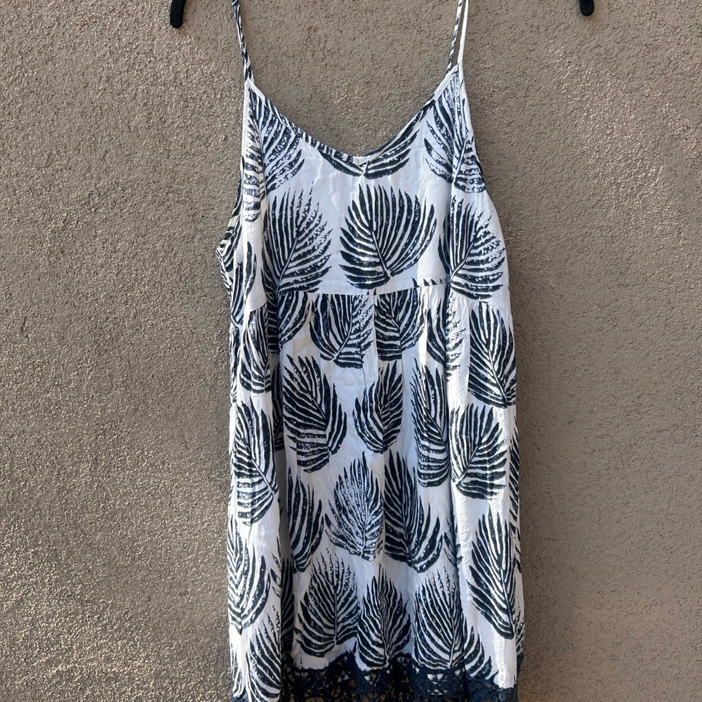 Leaf Print Spaghetti Strap Dress